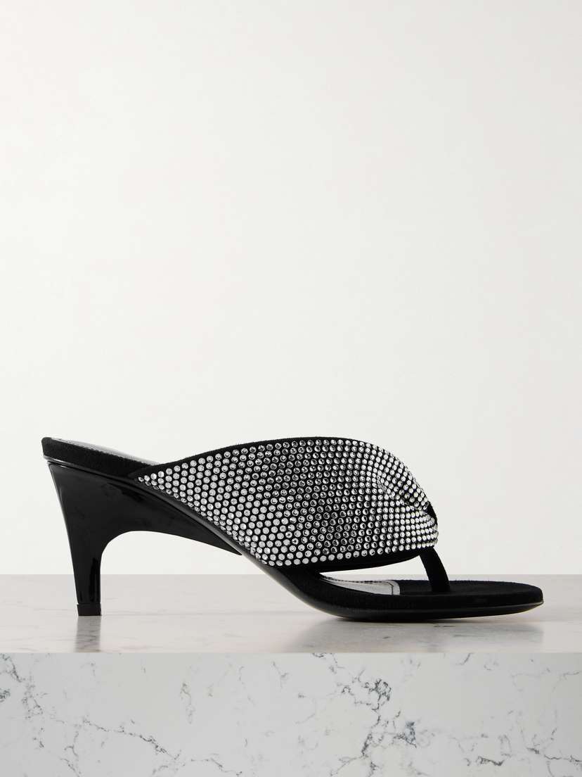 The Attico Rem Crystal-embellished Padded Suede Mules