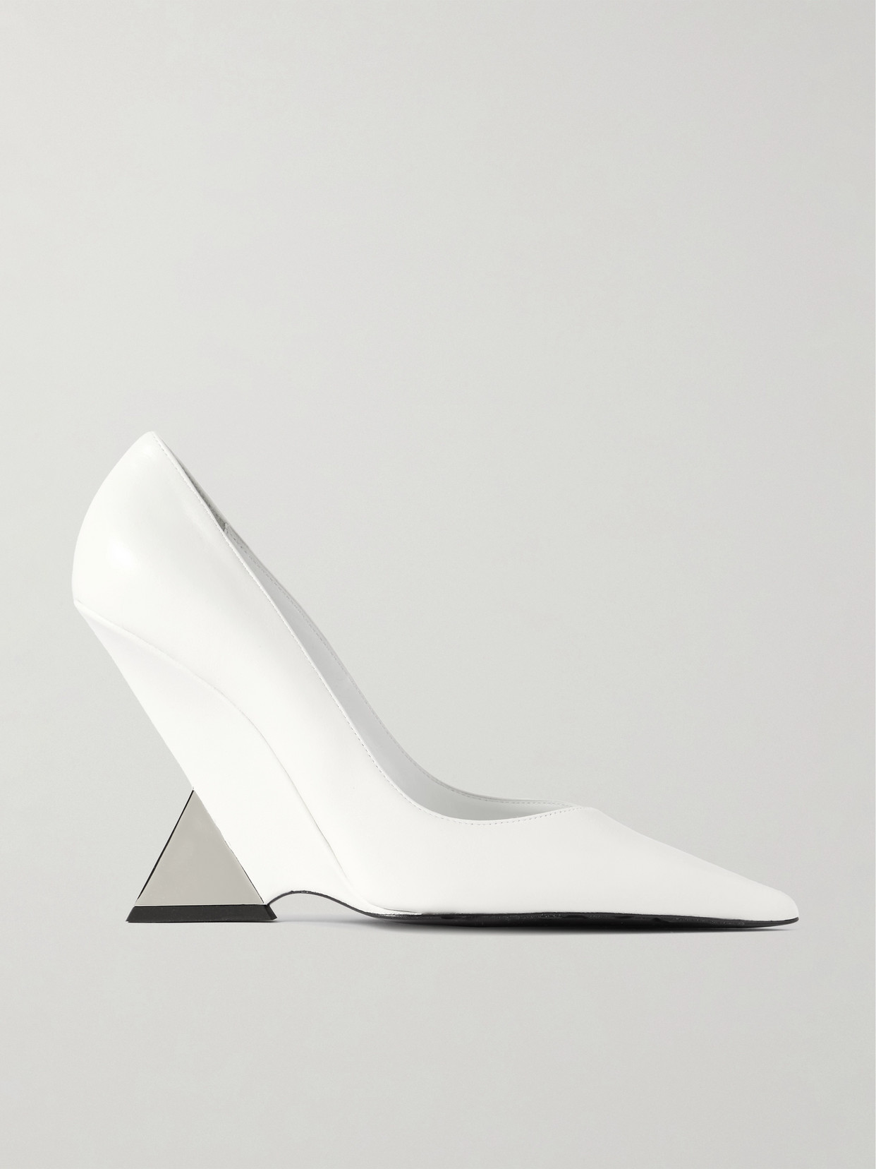The Attico - Cheope Patent-leather And Silver-tone Pumps - White