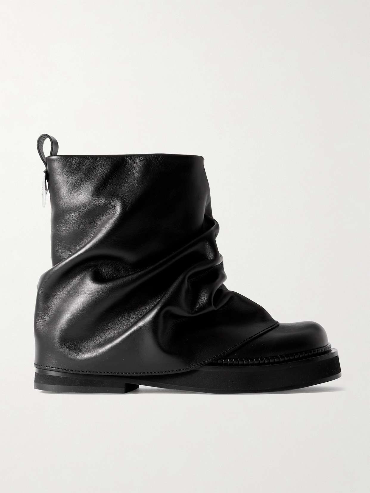 Attico 'mini Robin' Black Ankle Boots With Logo Plaque On The Rear And Pull-tab At The Heel In Black
