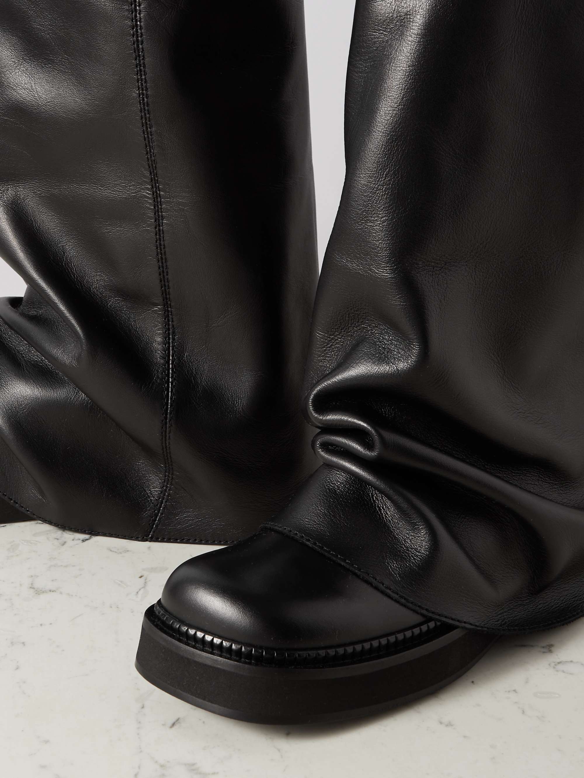 THE ATTICO Robin レザー レイヤード ニーハイブーツ | NET-A-PORTER