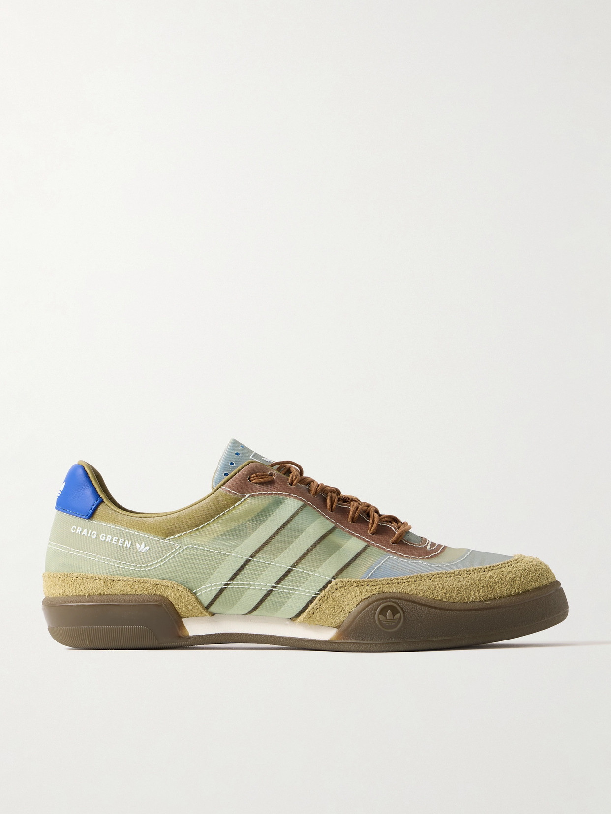 Adidas Originals + Craig Green Squash Polta Akh Printed Mesh, Suede And Leather Sneakers In Brown