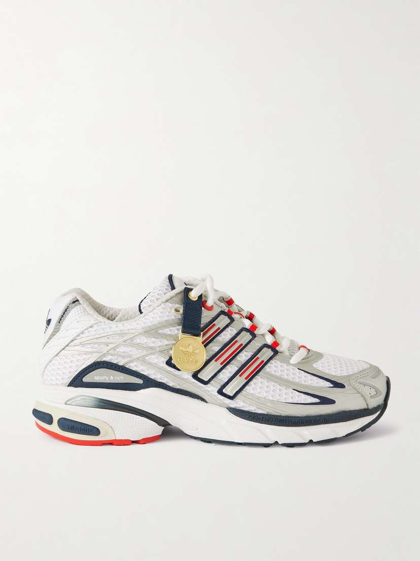 adidas Originals + Sporty & Rich Olympic Adistar Embellished Faux Leather And Rubber-trimmed Mesh Sneakers