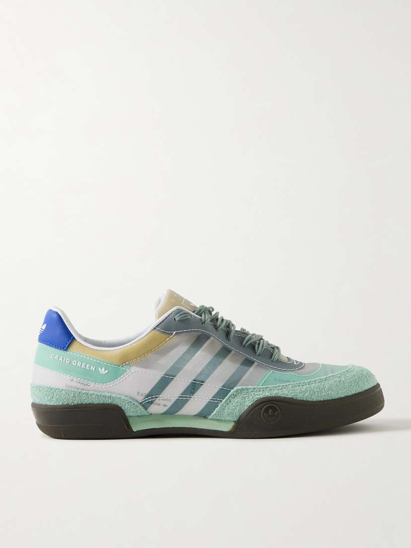 adidas Originals + Craig Green Squash Polta Akh Printed Mesh, Suede And Leather Sneakers