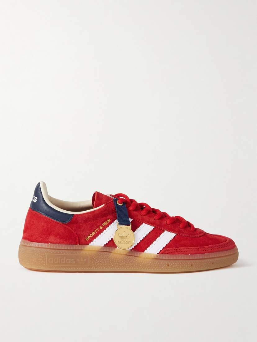adidas Originals + Sporty & Rich Olympic Spezial Embellished Leather And Grosgrain-trimmed Suede Sneakers - UK 9
