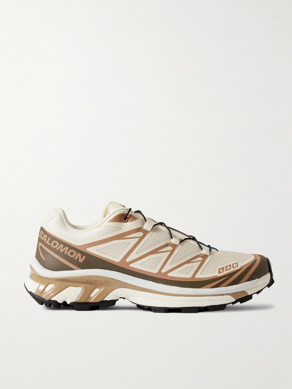 Salomon Xt-6 Rubber-trimmed Mesh Sneakers In Neutrals