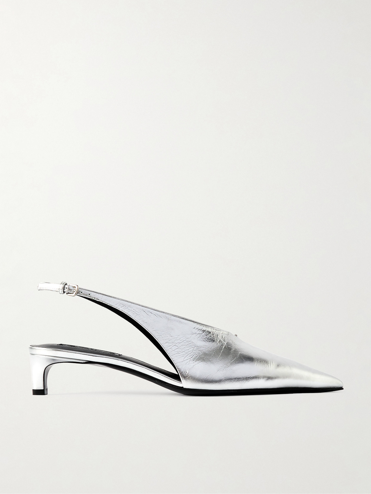 Jil Sander - Metallic Leather Slingback Pumps - Silver