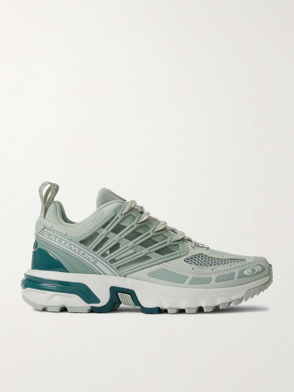 Salomon Acs Pro Rubber-trimmed Mesh And Faux Leather Sneakers In Green