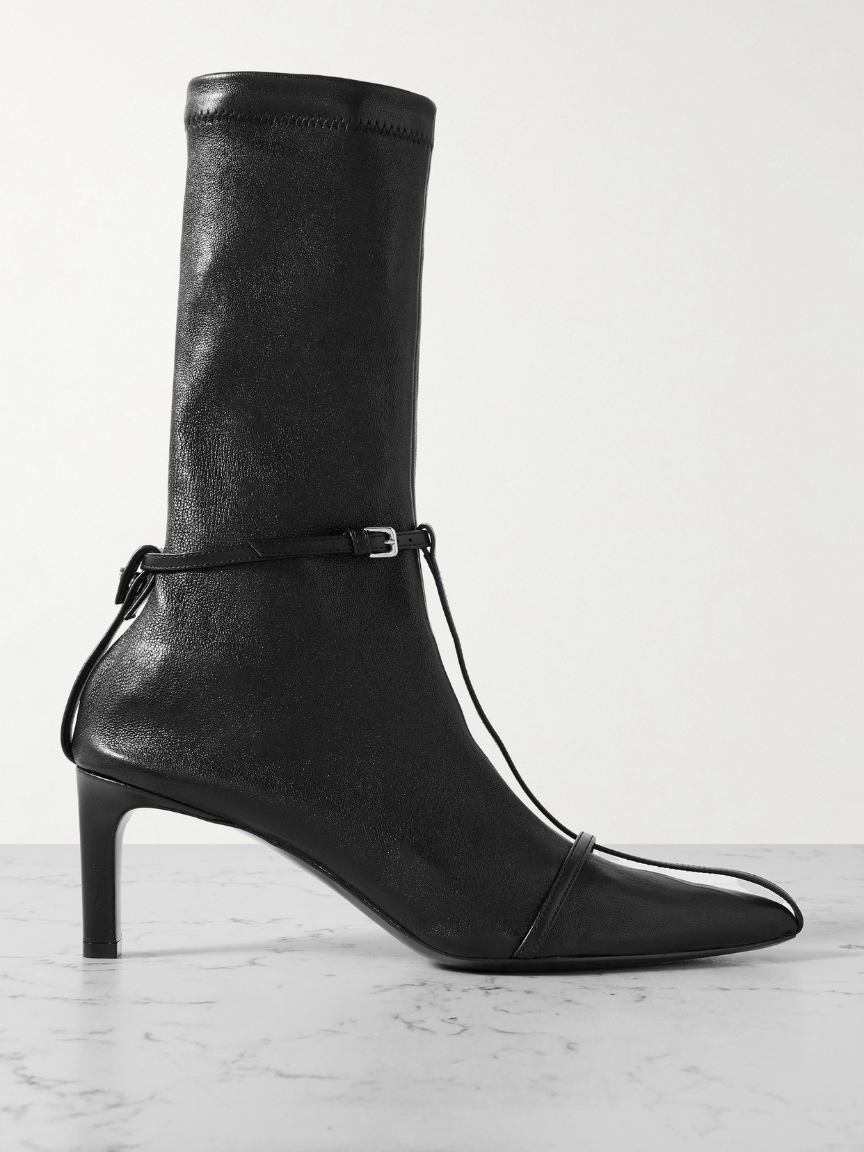 Jil Sander - Embellished Textured-leather Sock Boots - Black