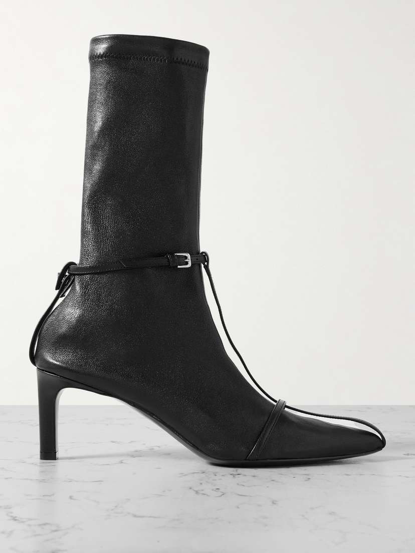 Jil Sander Embellished Textured-leather Sock Boots
