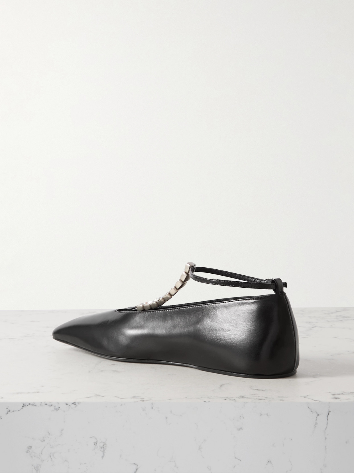 Jil Sander Crystal-embellished Ballet Flats Black In Black