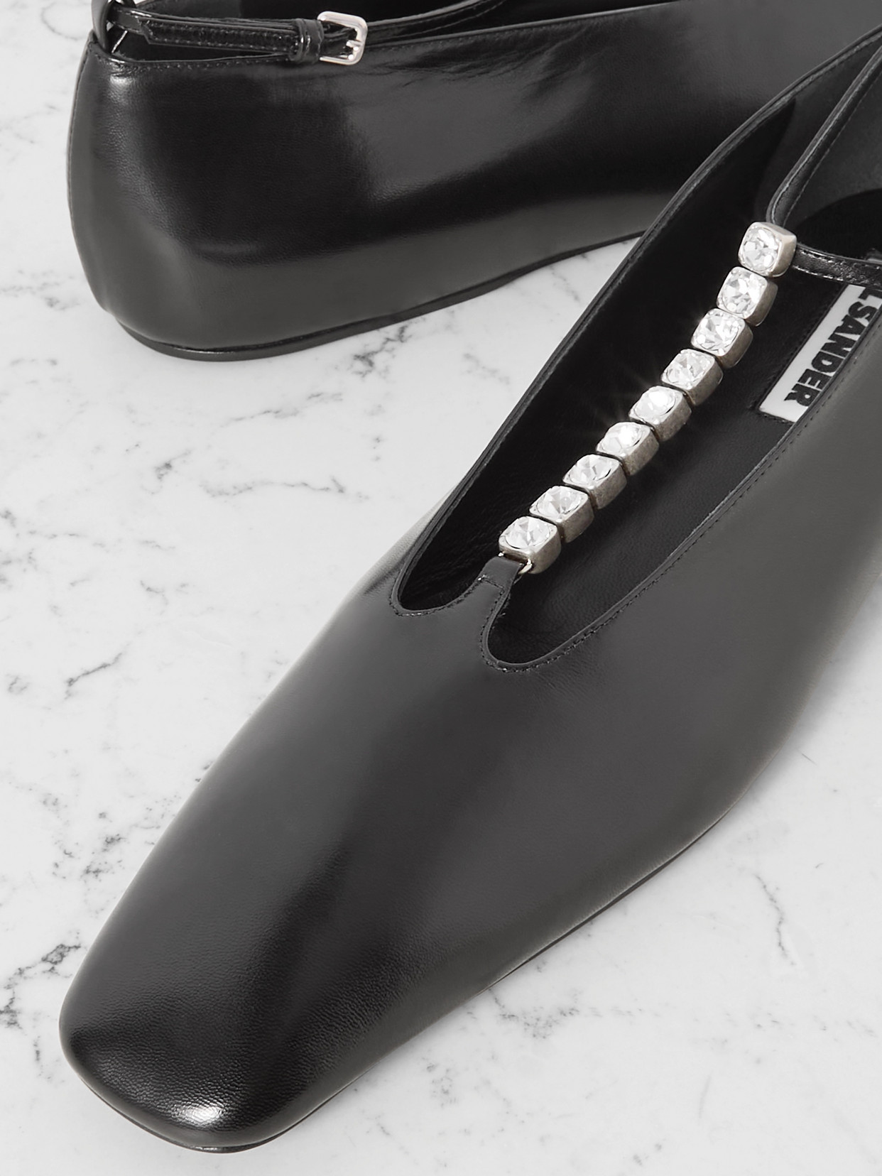 Jil Sander Crystal-embellished Ballet Flats Black In Black