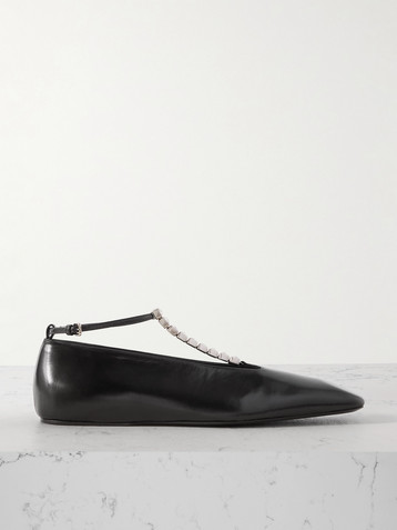 Jil Sander Crystal-embellished leather ballet flats