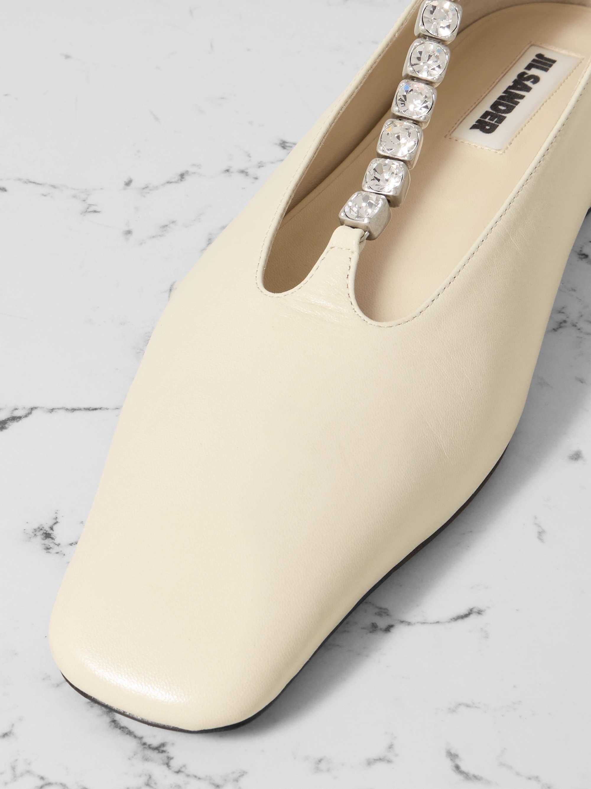 JIL SANDER レザー バレエシューズ クリスタル付き | NET-A-PORTER