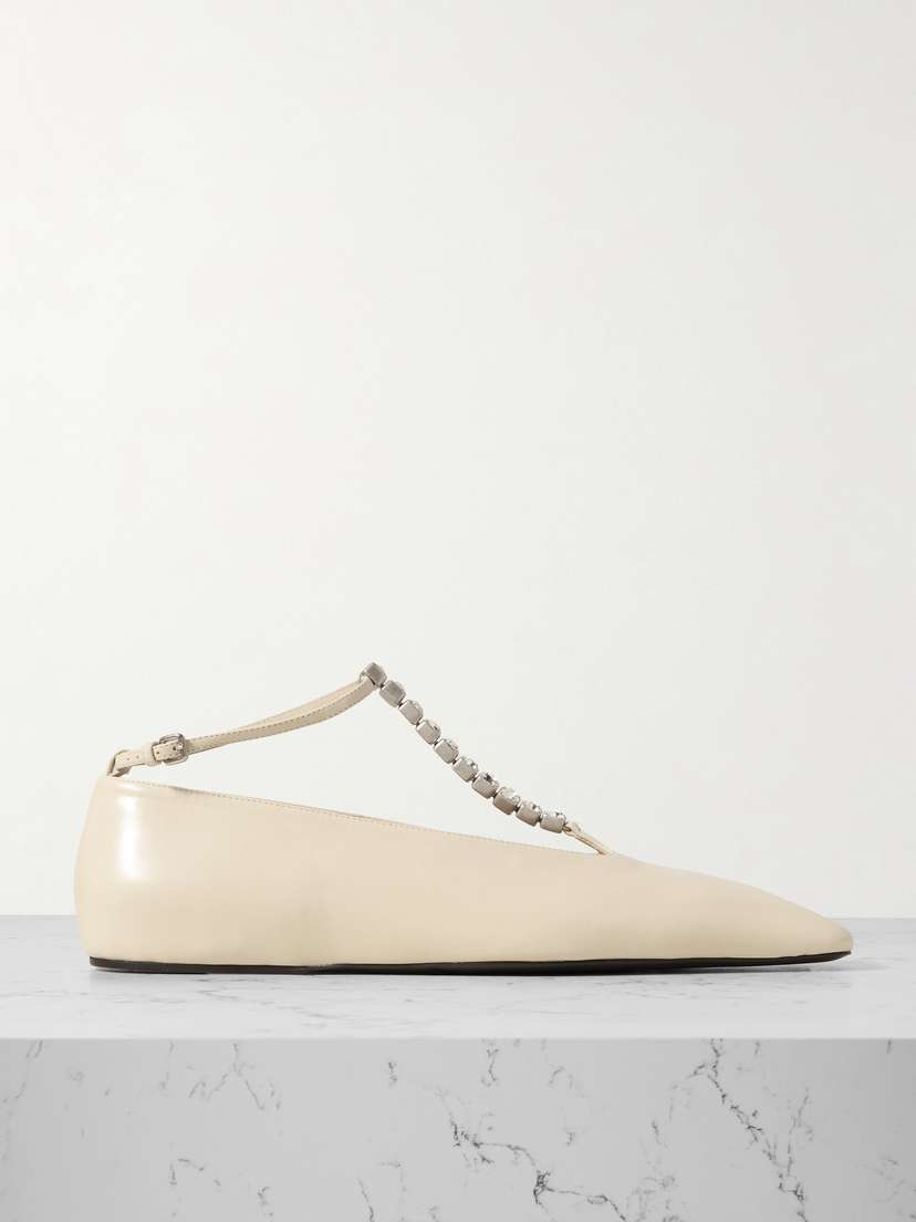 Jil Sander Crystal-embellished Leather Ballet Flats