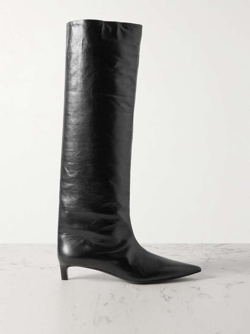 Jil Sander Textured-leather Point-toe Knee Boots