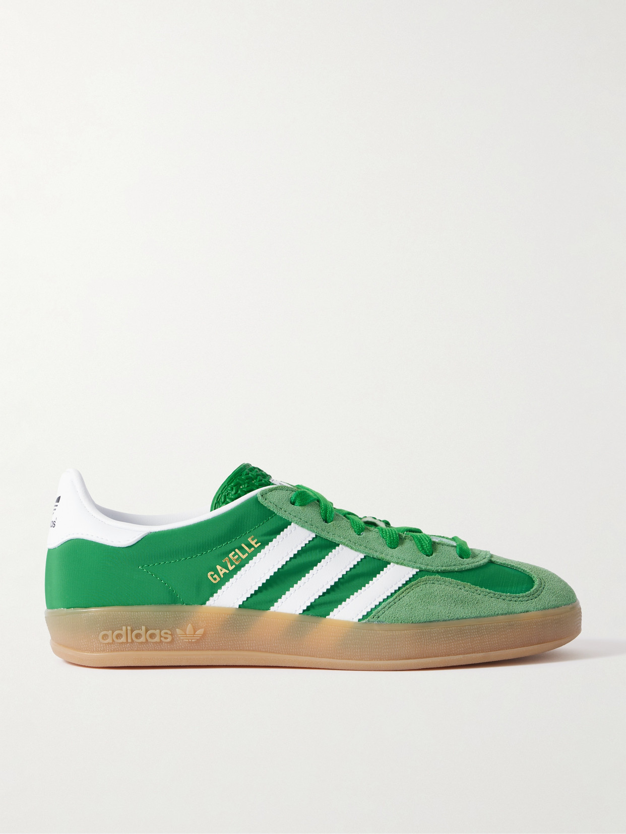 Adidas Originals Gazelle Indoor Leather And Suede-trimmed Nylon Sneakers In Green