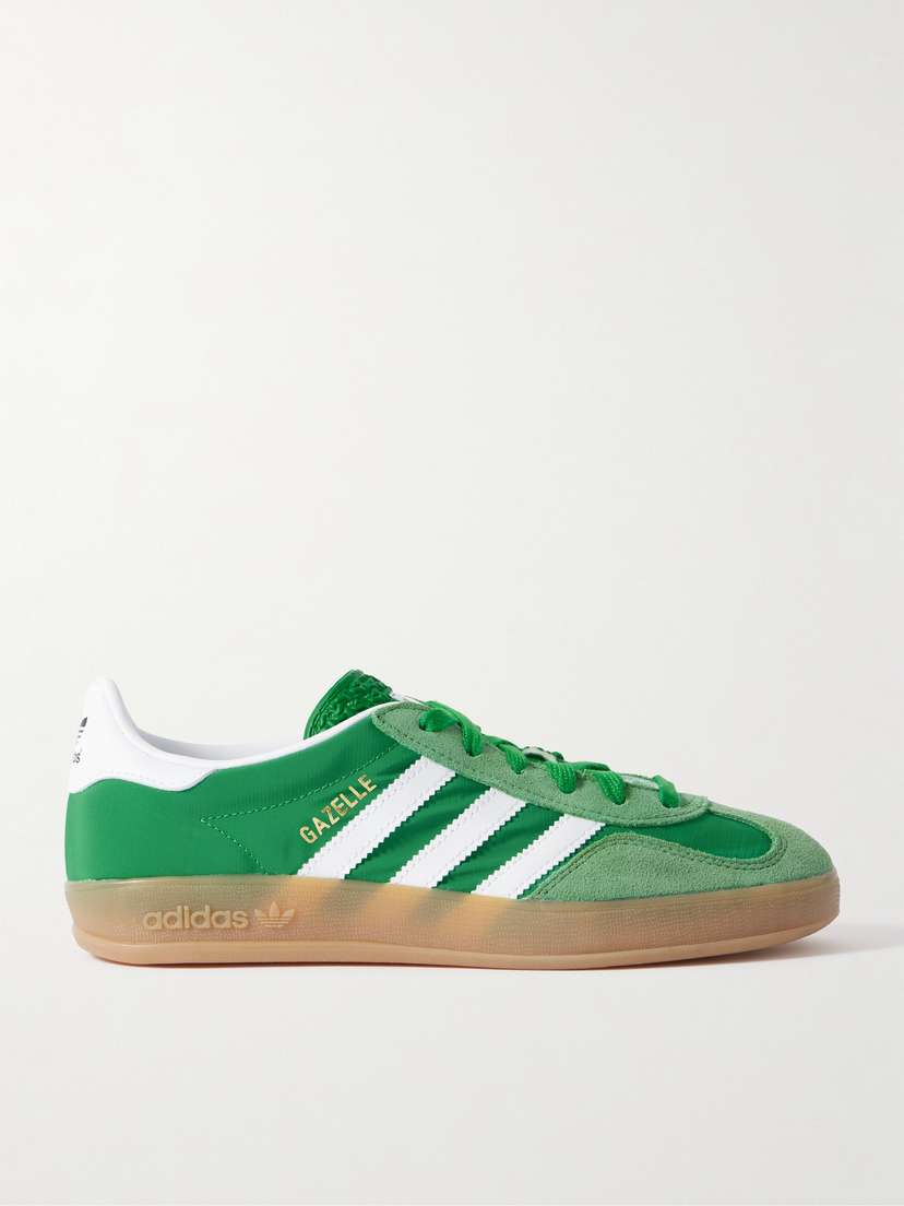 adidas Originals Gazelle Indoor Leather And Suede-trimmed Nylon Sneakers