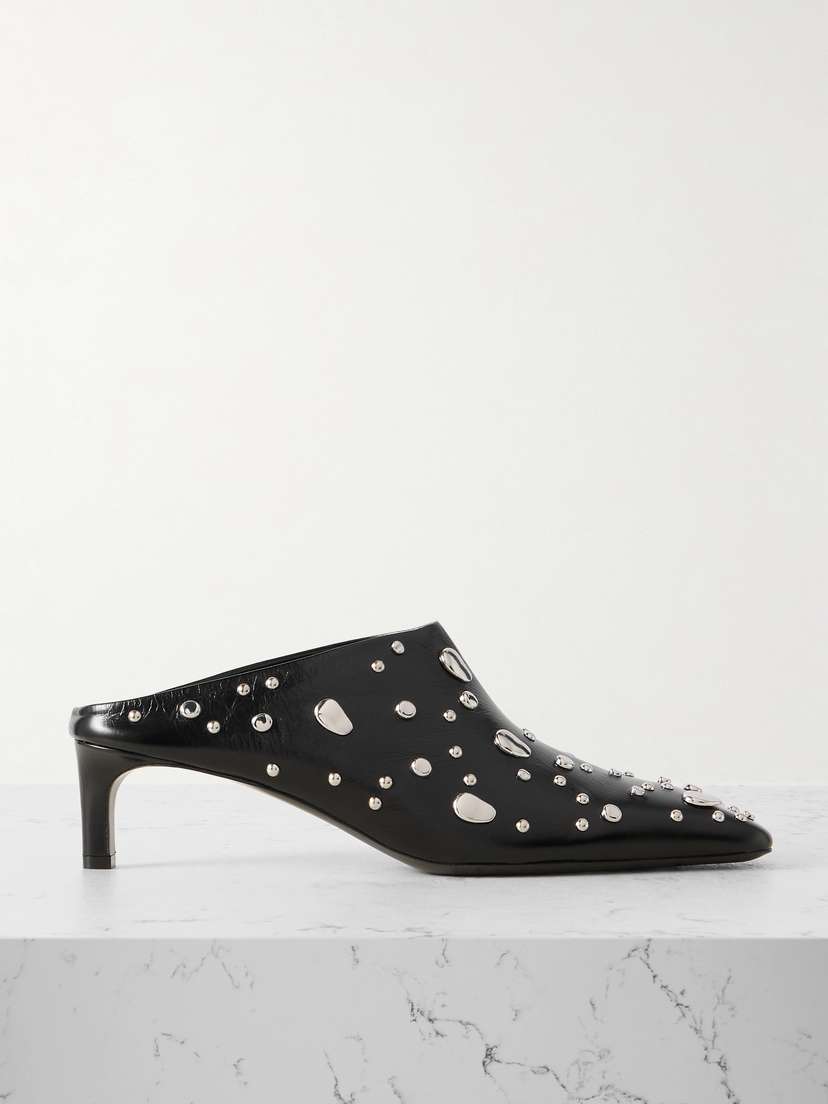 Jil Sander Studded Wrinkled-leather Mules - IT37.5