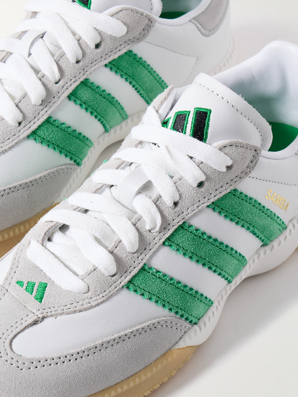 Adidas Originals Samba Mn Suede-trimmed Leather Sneakers In White