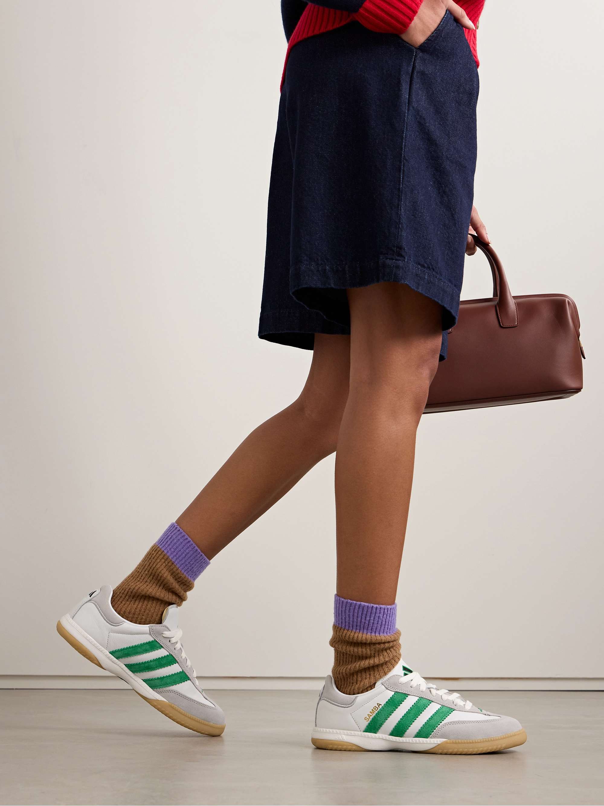 ADIDAS ORIGINALS Samba MN suede trimmed leather sneakers NET A PORTER