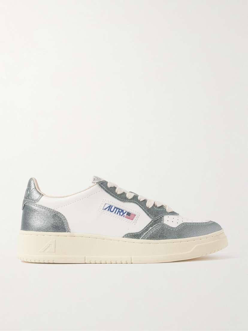 Autry Medalist Low Metallic Leather Sneakers