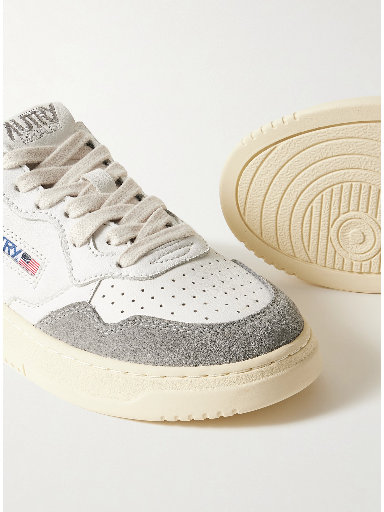 Autry Medalist Low Leather And Suede Sneakers In White
