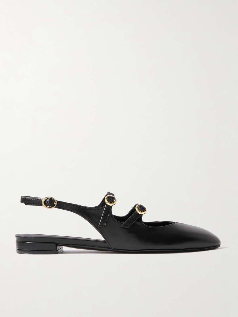 Stuart Weitzman Benni Leather Slingback Mary Jane Ballet Flats
