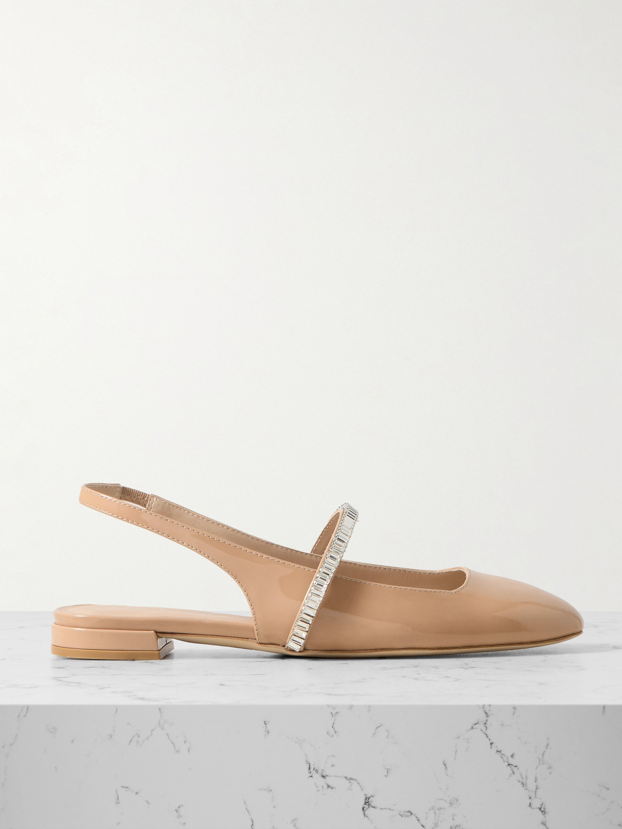 Stuart Weitzman Crystalline Leather Slingback Flat In Neutrals