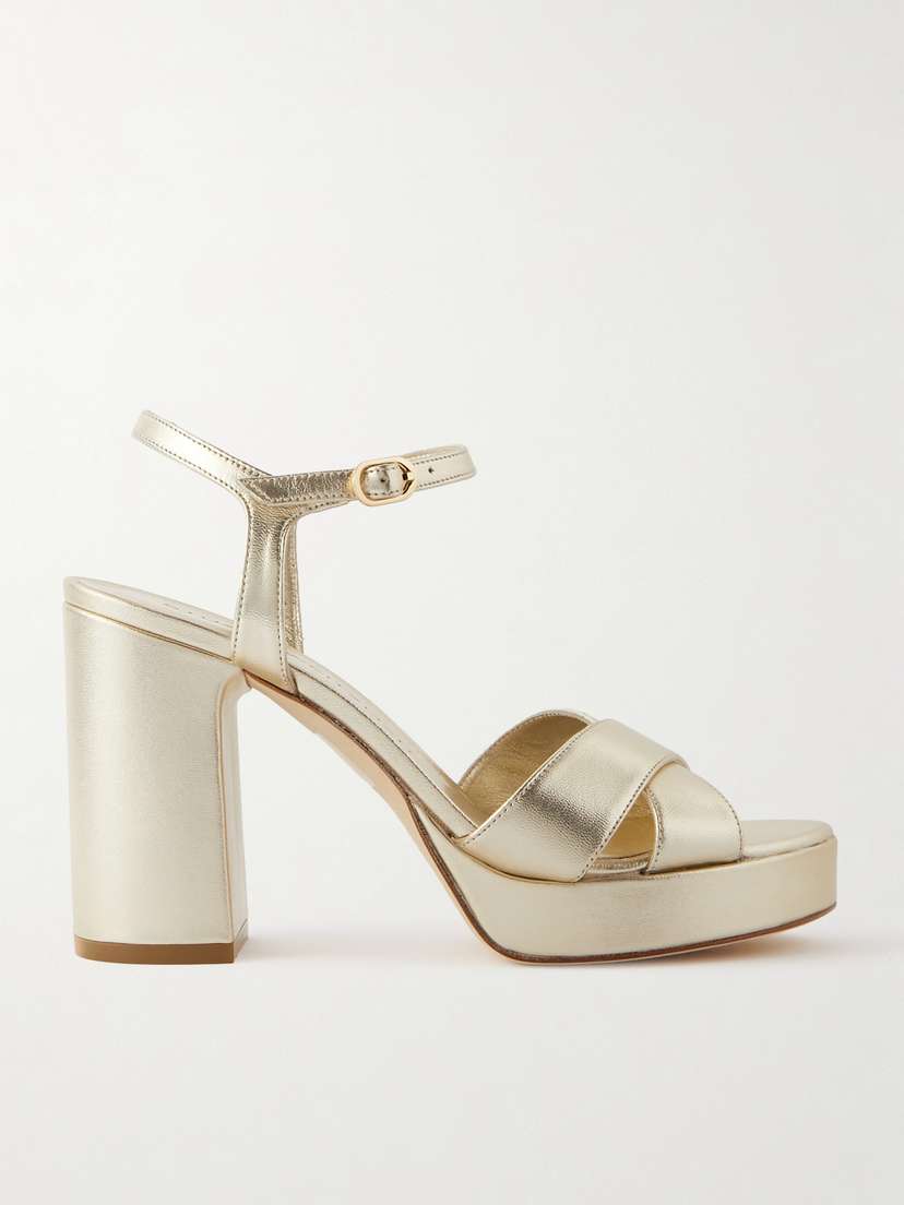 Stuart Weitzman Dayna Metallic Leather Platform Sandals
