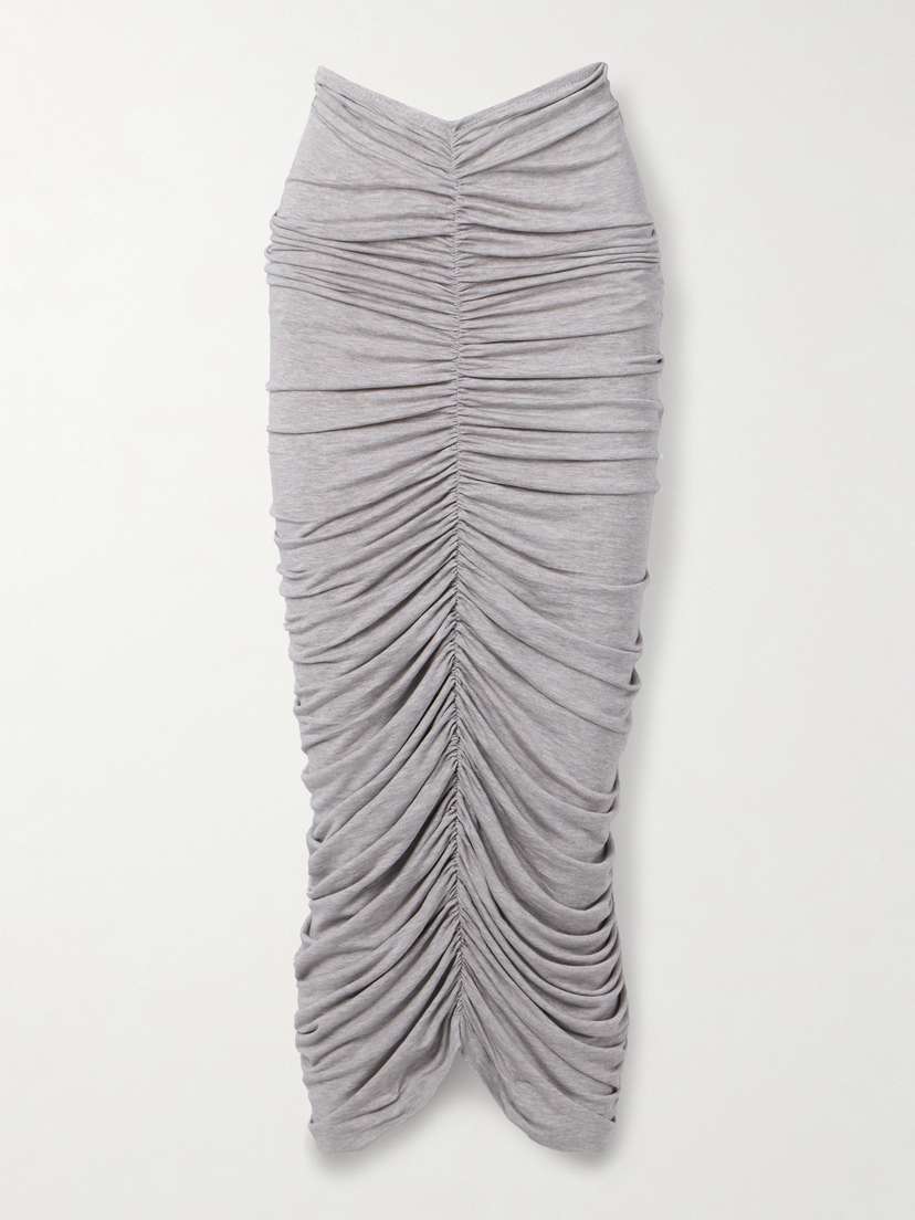 Norma Kamali Ruched Stretch-jersey Maxi Skirt