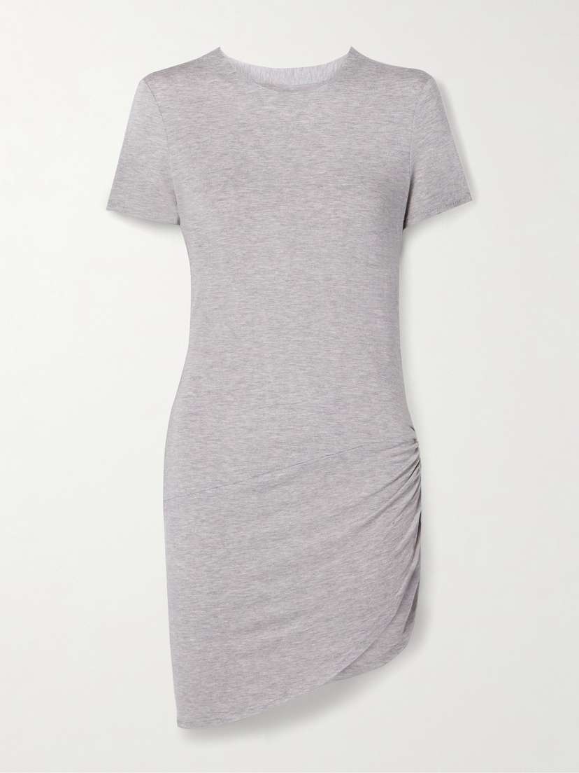 Norma Kamali Asymmetric Ruched Stretch-jersey Mini T-shirt Dress