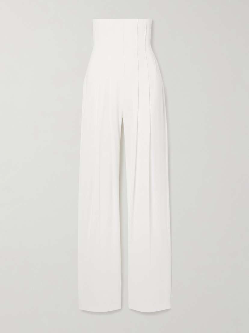 Norma Kamali Pleated Stretch-jersey Wide-leg Pants