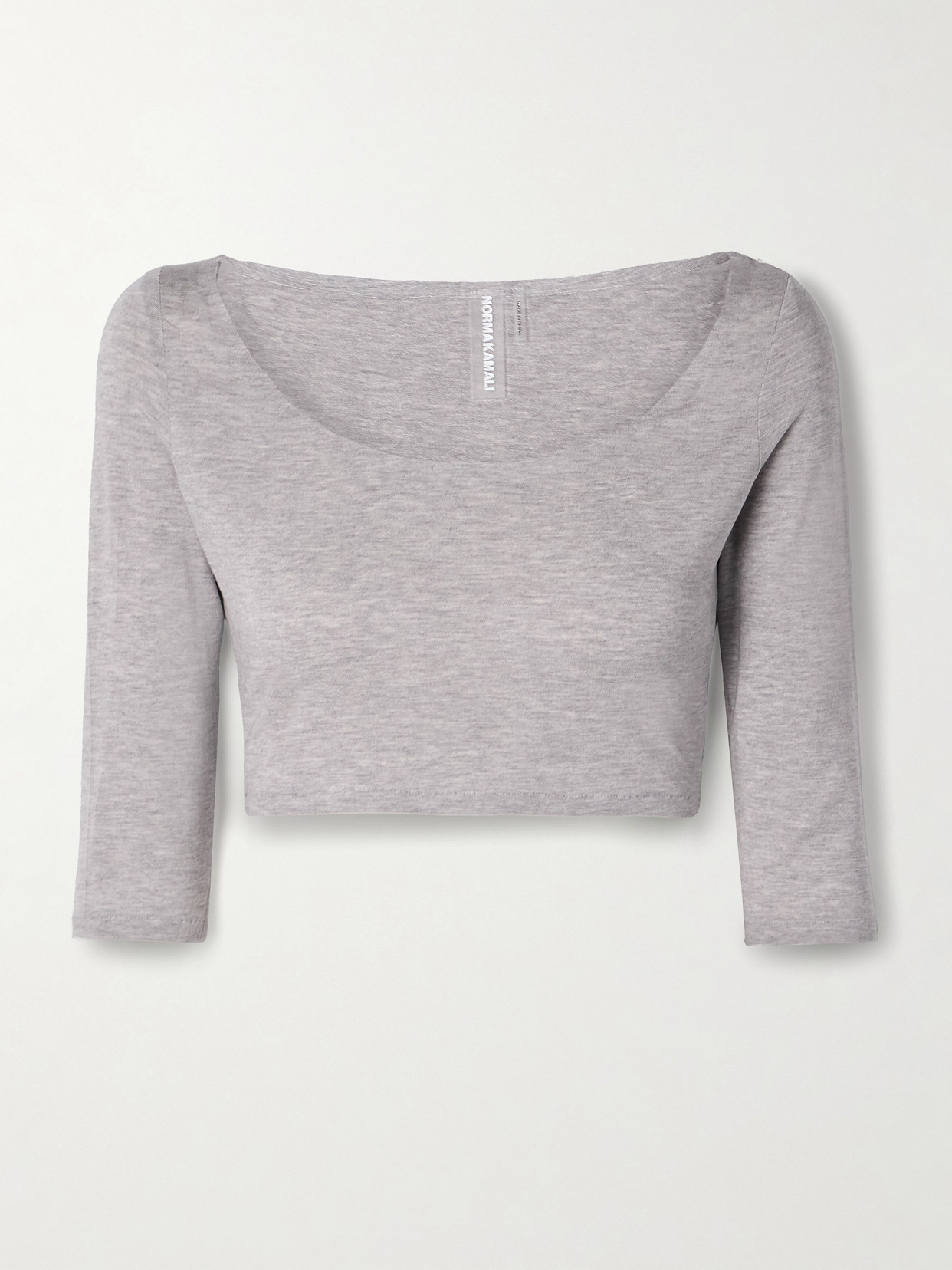 Norma Kamali Cropped Stretch-jersey Top In Gray
