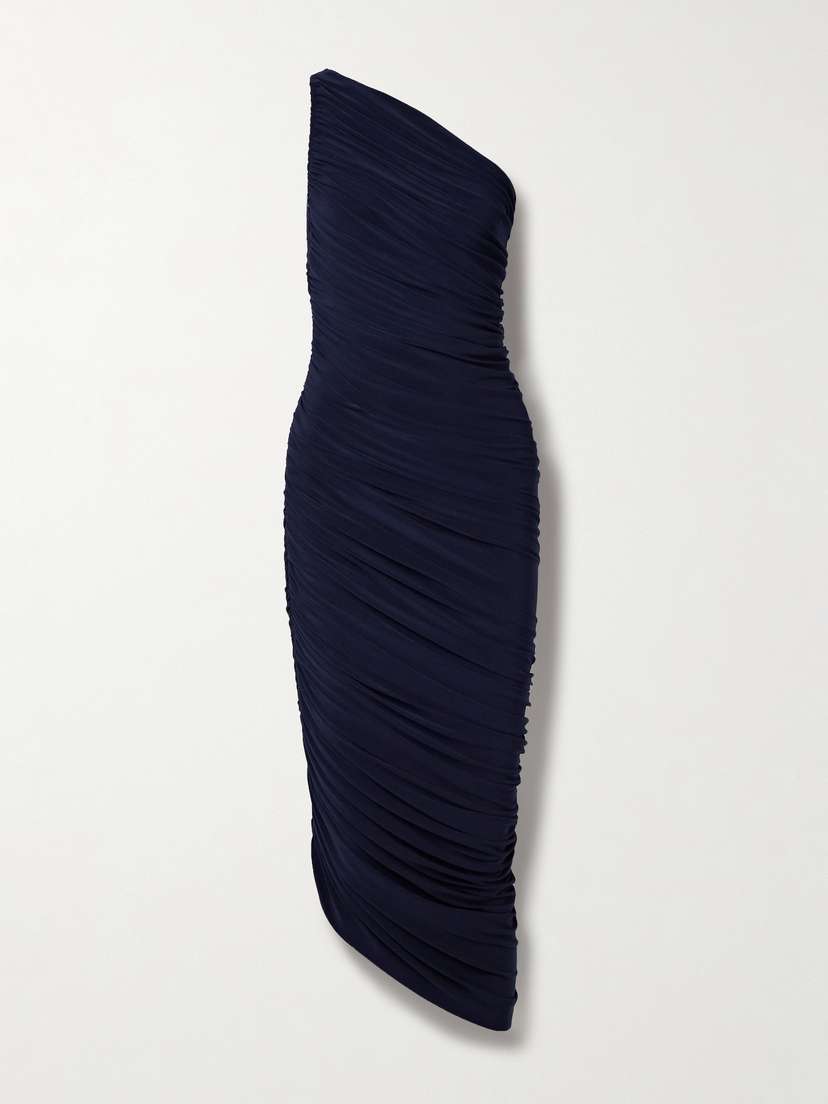 Norma Kamali Diana One-shoulder Ruched Stretch-jersey Gown