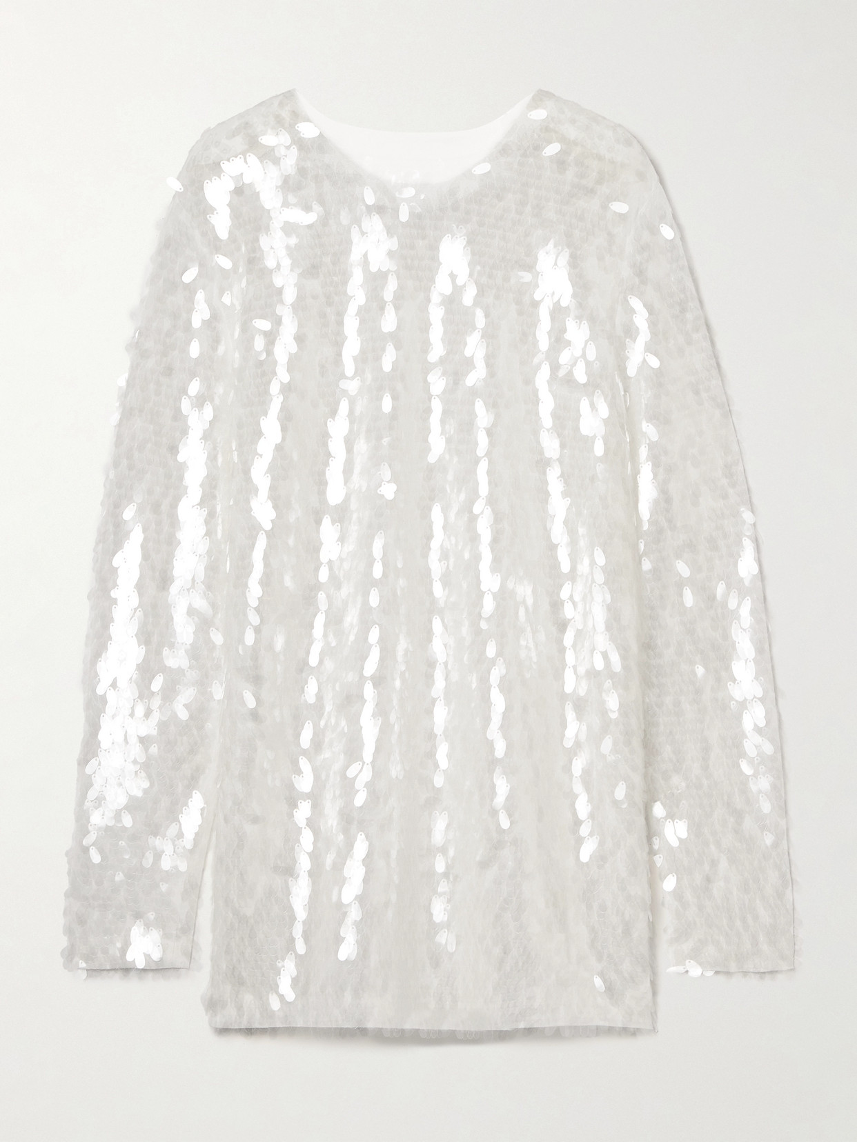 Norma Kamali - Paillette-embellished Tulle Mini Dress - White