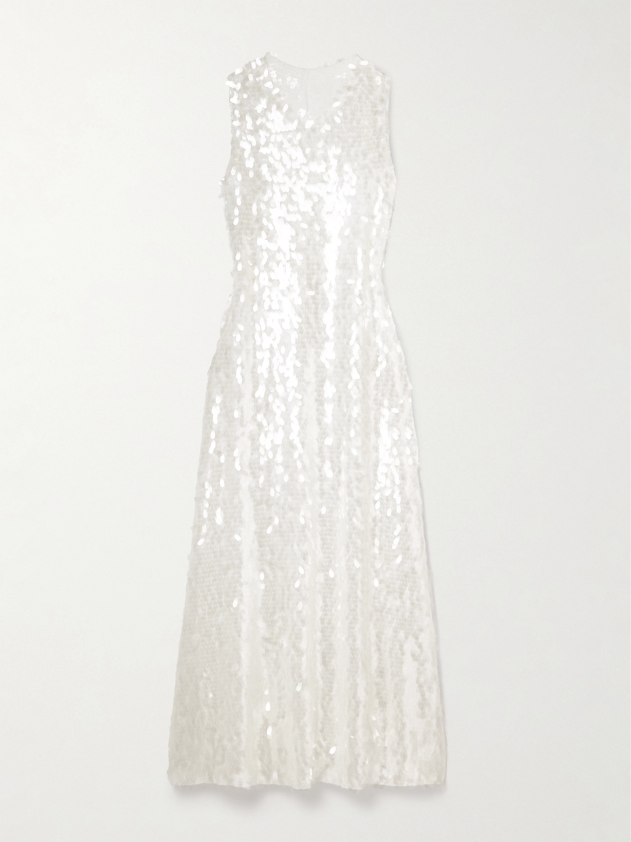 Norma Kamali - Paillette-embellished Tulle Maxi Dress - White