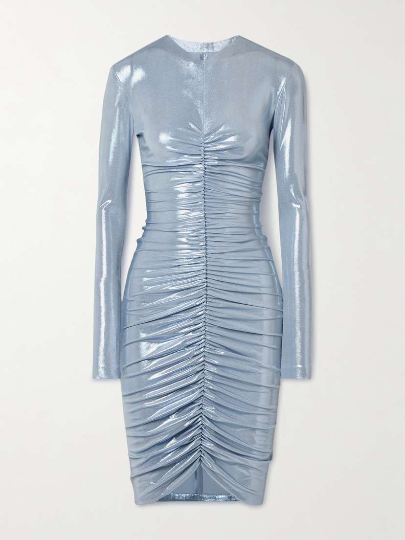 Norma Kamali Ruched Stretch-lamé Dress