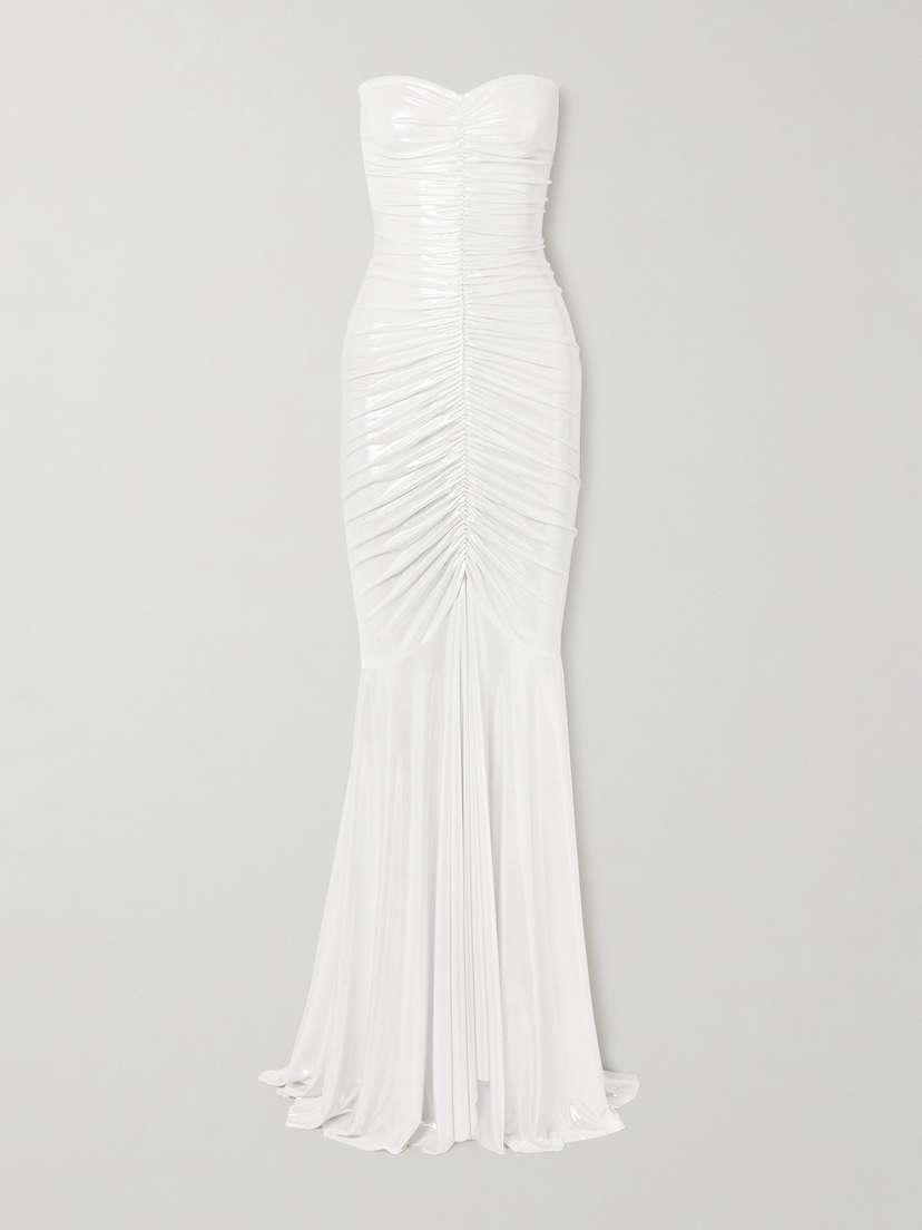 Norma Kamali Strapless Ruched Stretch-lamé Gown - x large