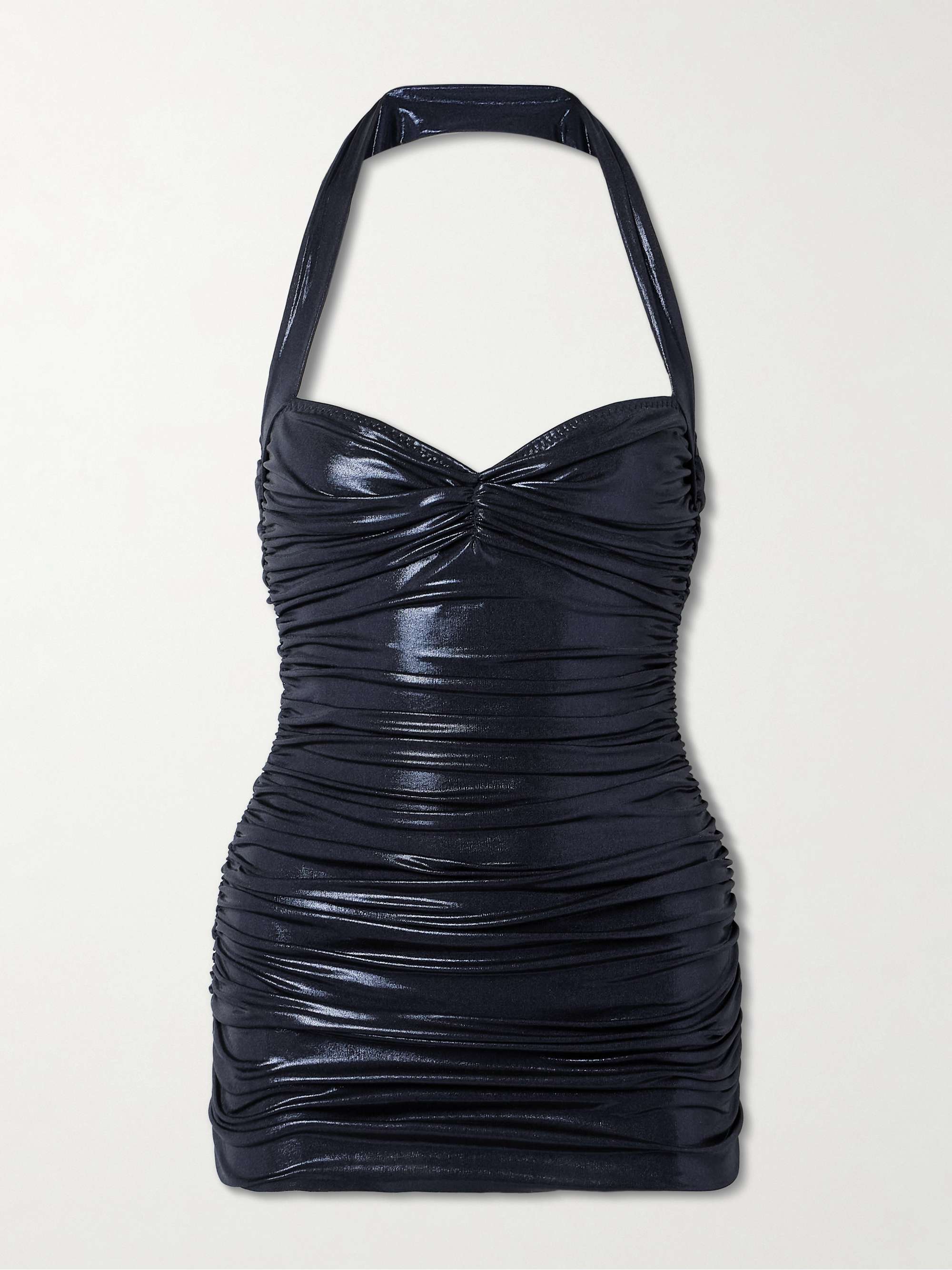 NORMA KAMALI Bill Mio ruched metallic halterneck swimsuit NET A PORTER