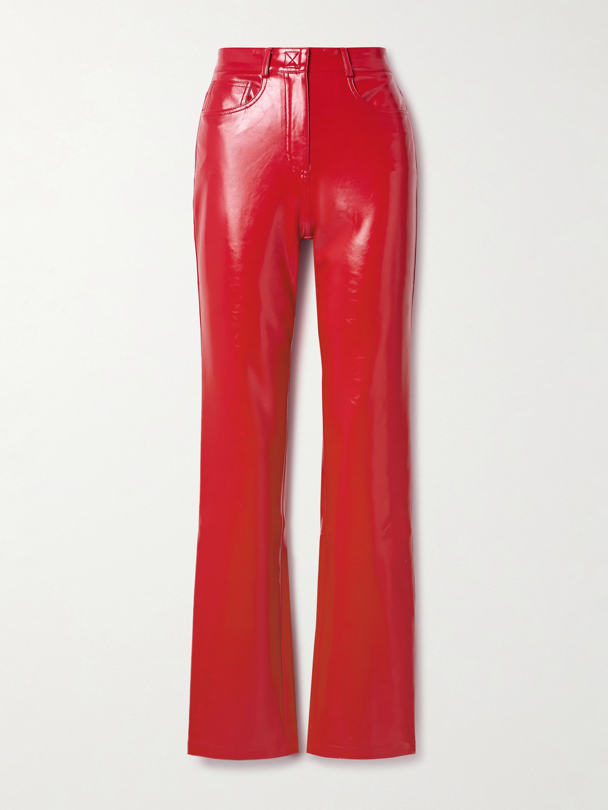 Norma Kamali Vegan Patent-leather Skinny Trousers In Red