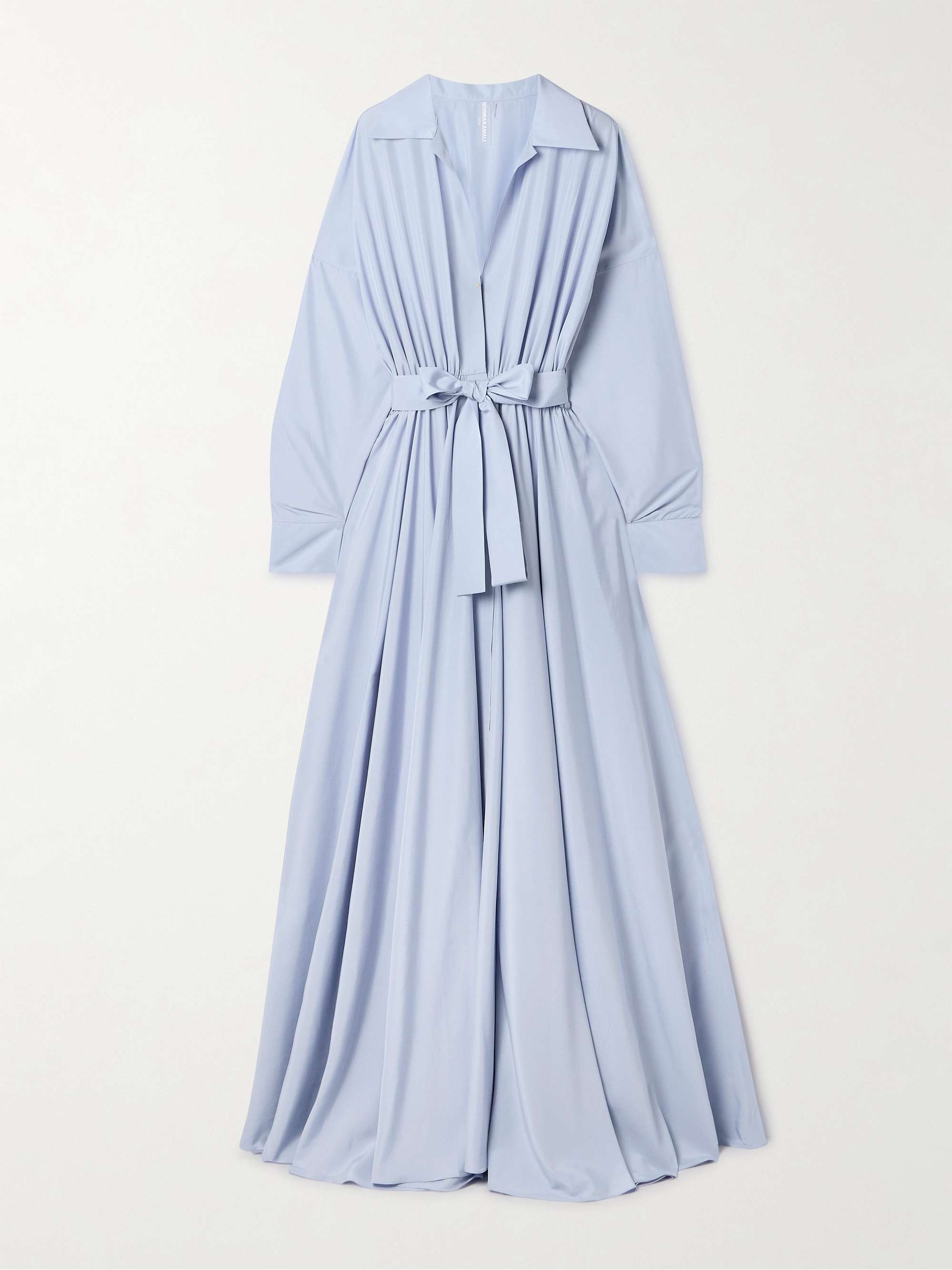 Norma Kamali Oversized belted poplin maxi dress Women Light blue Dresses S