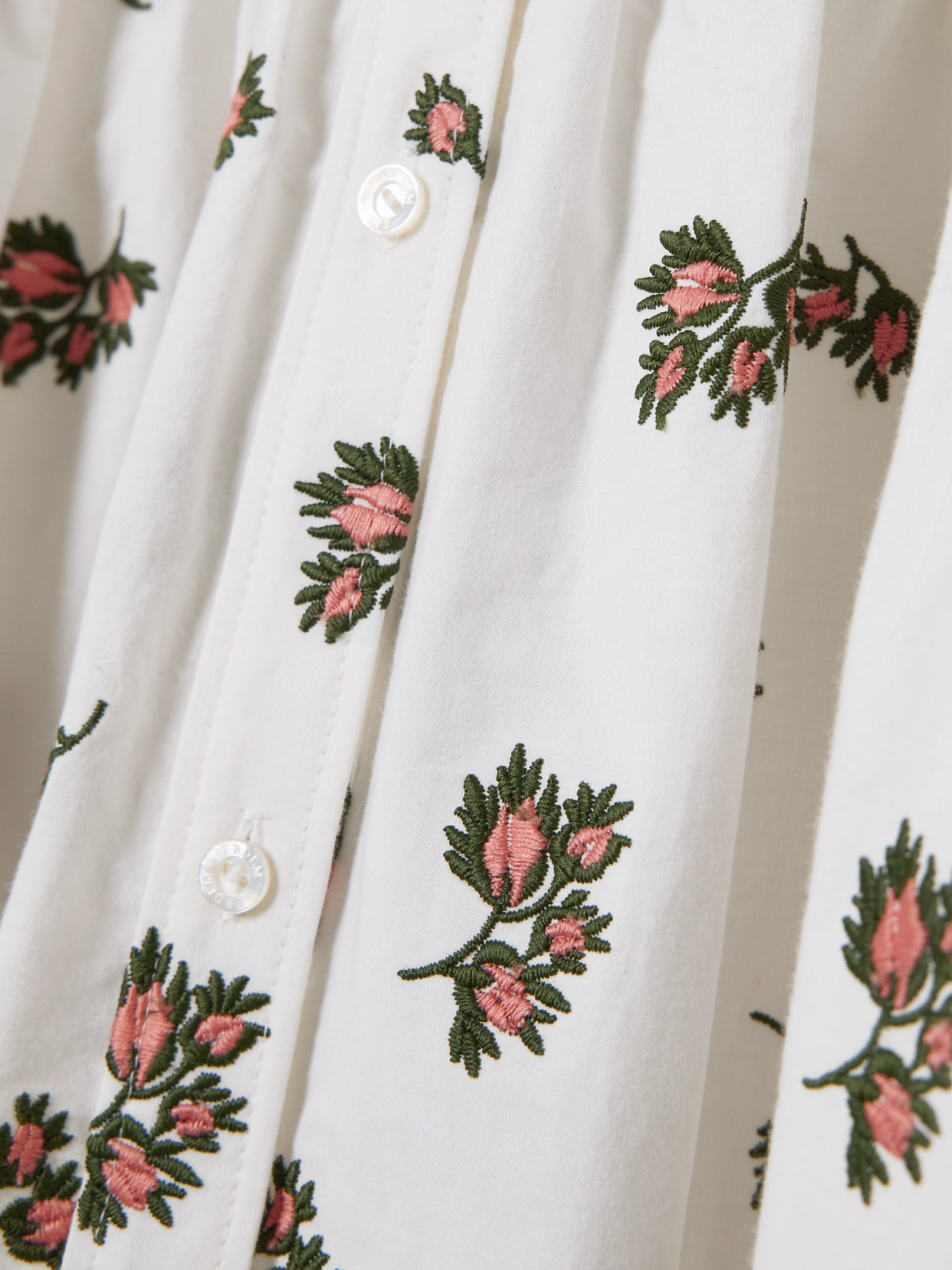 ERDEM SCALLOPED EMBROIDERED BRUSHED COTTON-BLEND MIDI SHIRT DRESS