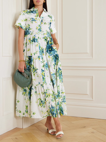 Erdem Tiered floral-print cotton-poplin maxi dress