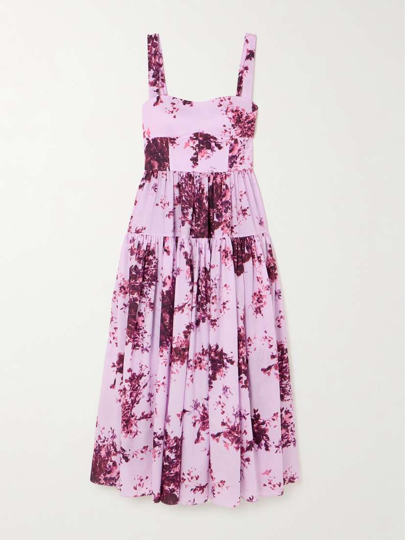 Erdem Tiered Floral-print Cotton Midi Dress