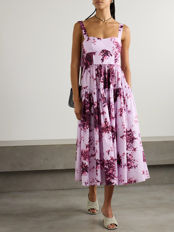 Erdem Tiered floral-print cotton midi dress