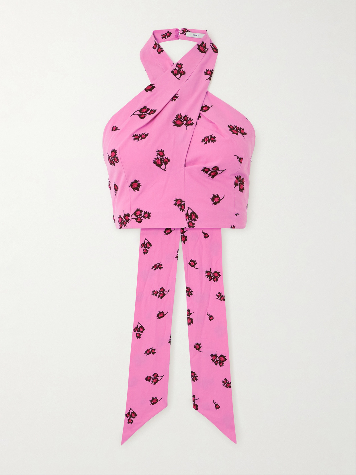Erdem - Cropped Embroidered Cotton-blend Top - Pink