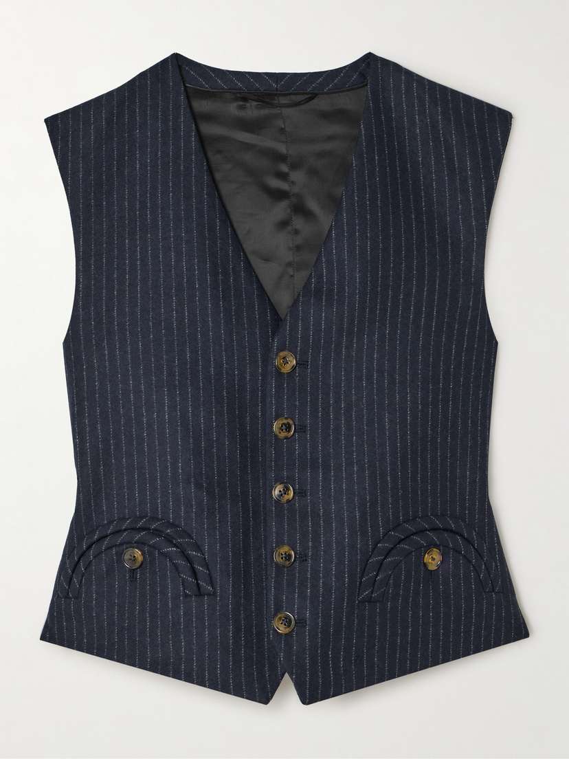 Blazé Milano Feral Pinstriped Wool And Cashmere-blend Vest