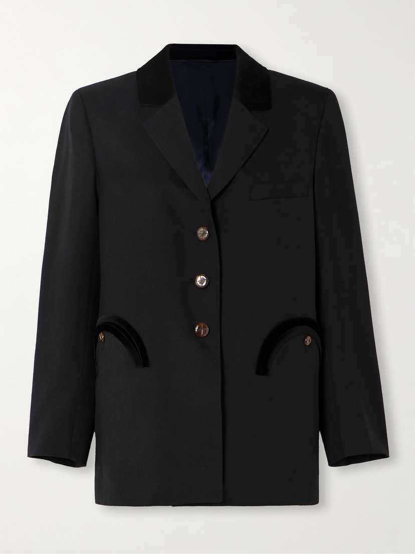 Blazé Milano Silent Velvet-trimmed Wool Blazer