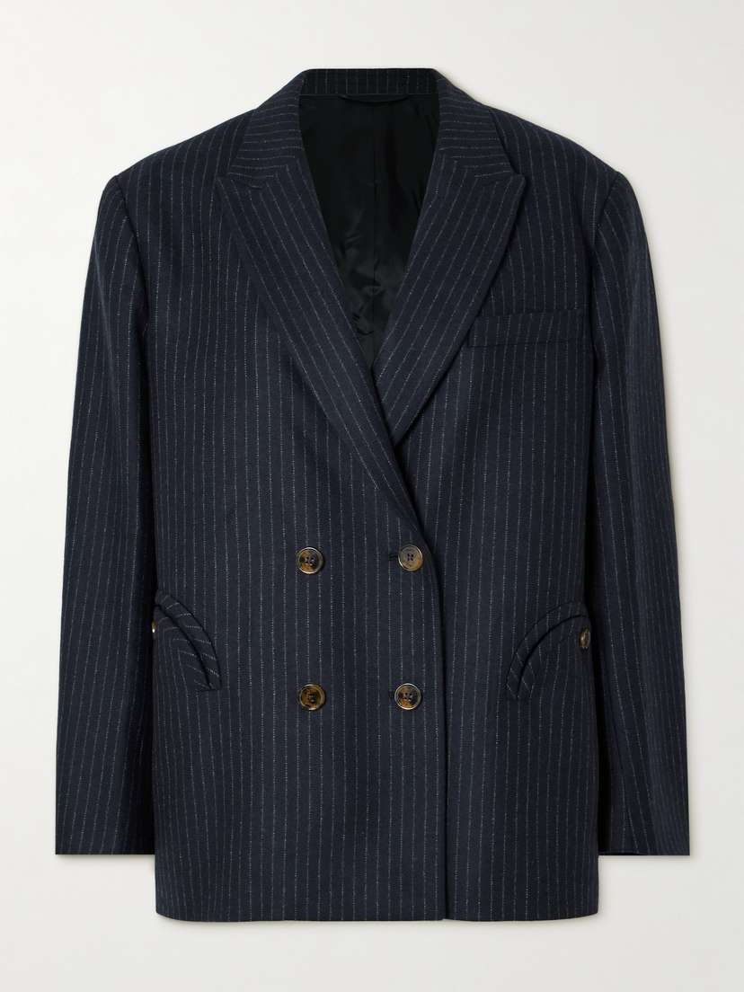 Blazé Milano Nightbreak Double-breasted Pinstriped Wool And Cashmere-blend Blazer