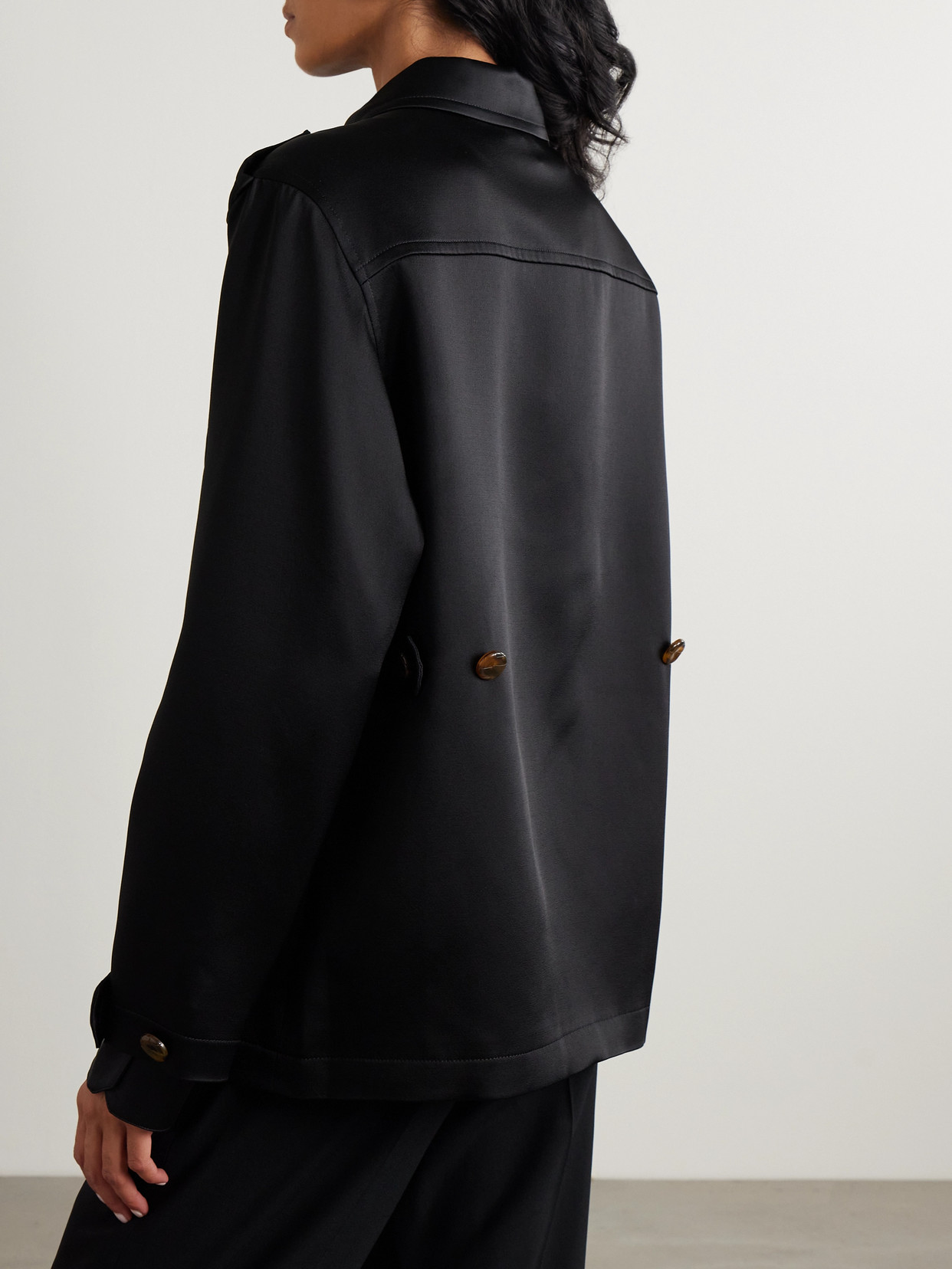 Blazé Milano Sahariana Satin Jacket In Black